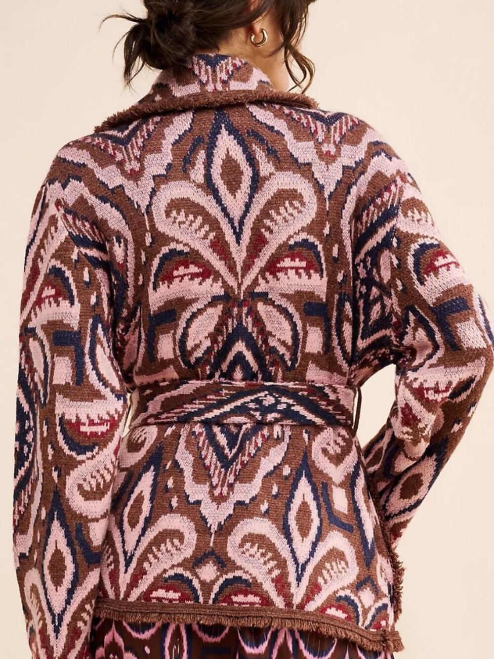 Farm Rio Pineapple Ikat Wool Blend Knit Blazer